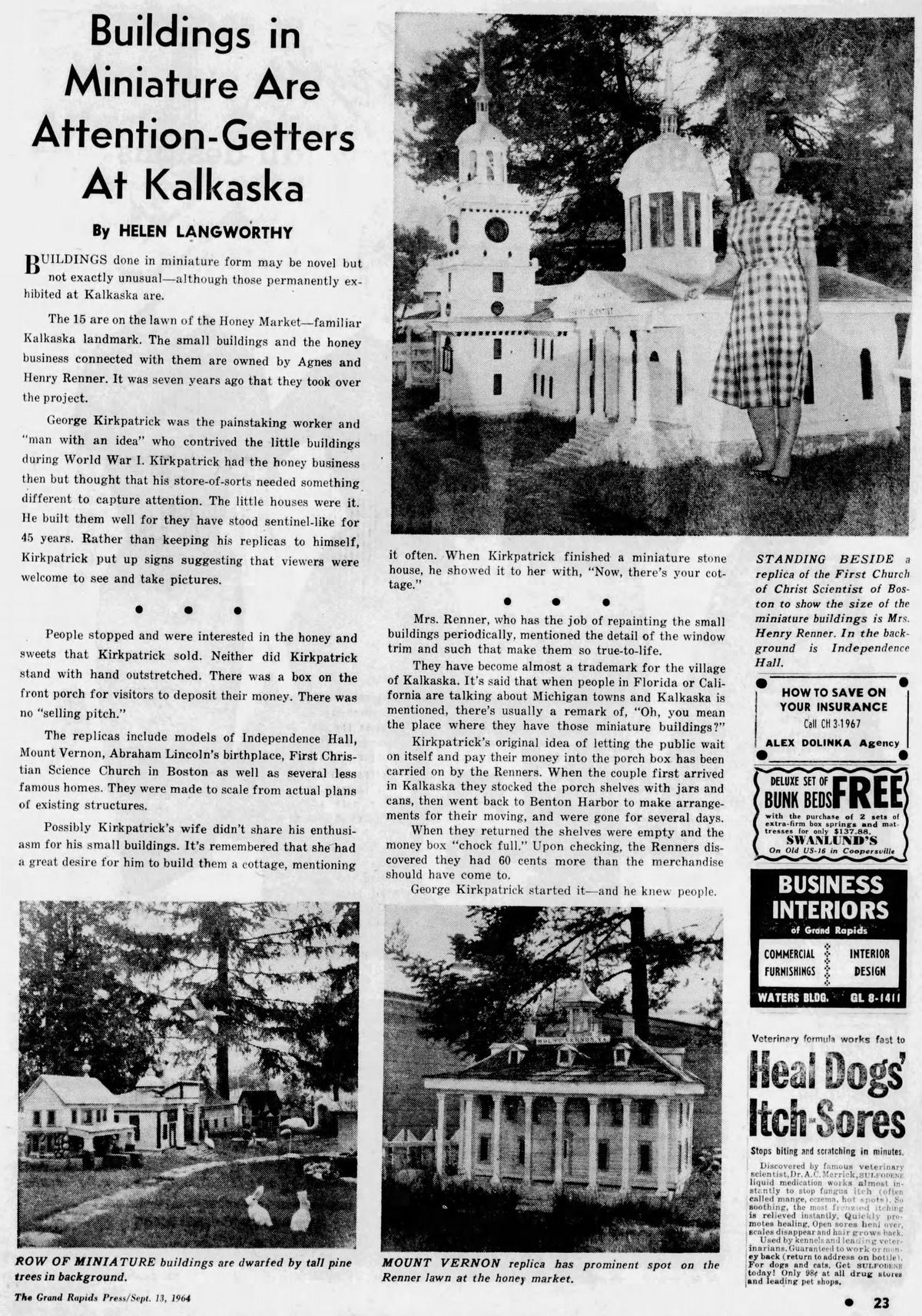 Kirkpatricks Miniature Village - Sept 1964 Article